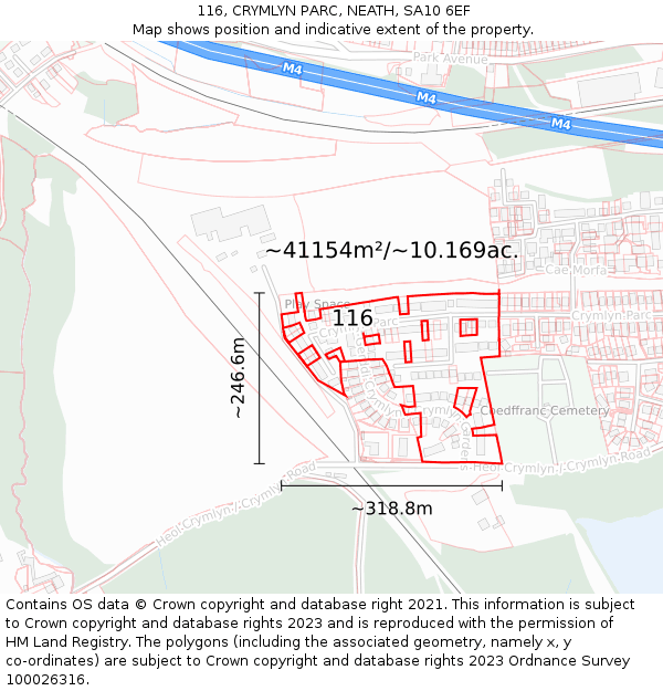 116, CRYMLYN PARC, NEATH, SA10 6EF: Plot and title map