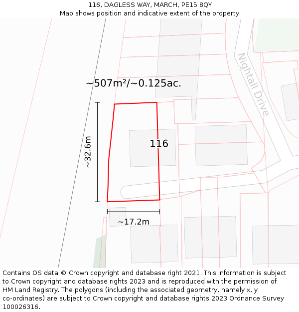 116, DAGLESS WAY, MARCH, PE15 8QY: Plot and title map