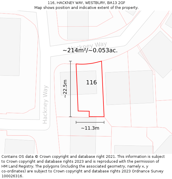116, HACKNEY WAY, WESTBURY, BA13 2GF: Plot and title map