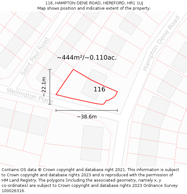 116, HAMPTON DENE ROAD, HEREFORD, HR1 1UJ: Plot and title map