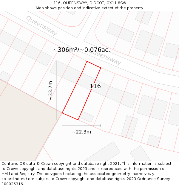 116, QUEENSWAY, DIDCOT, OX11 8SW: Plot and title map