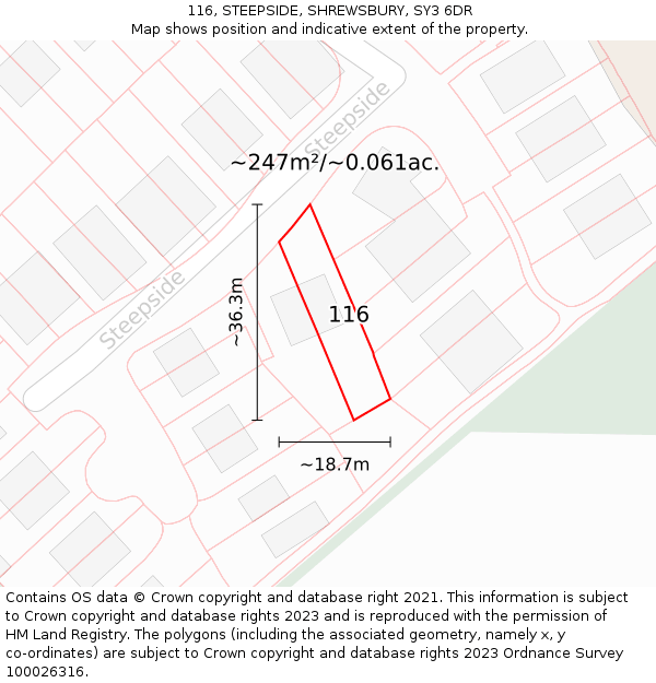 116, STEEPSIDE, SHREWSBURY, SY3 6DR: Plot and title map