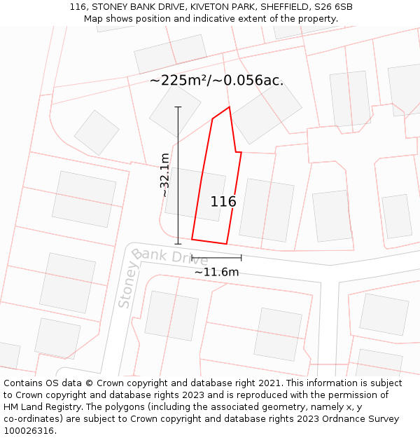 116, STONEY BANK DRIVE, KIVETON PARK, SHEFFIELD, S26 6SB: Plot and title map