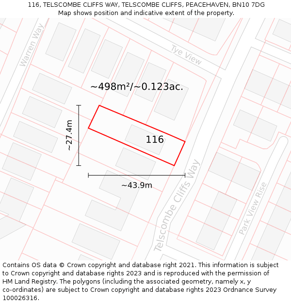 116, TELSCOMBE CLIFFS WAY, TELSCOMBE CLIFFS, PEACEHAVEN, BN10 7DG: Plot and title map