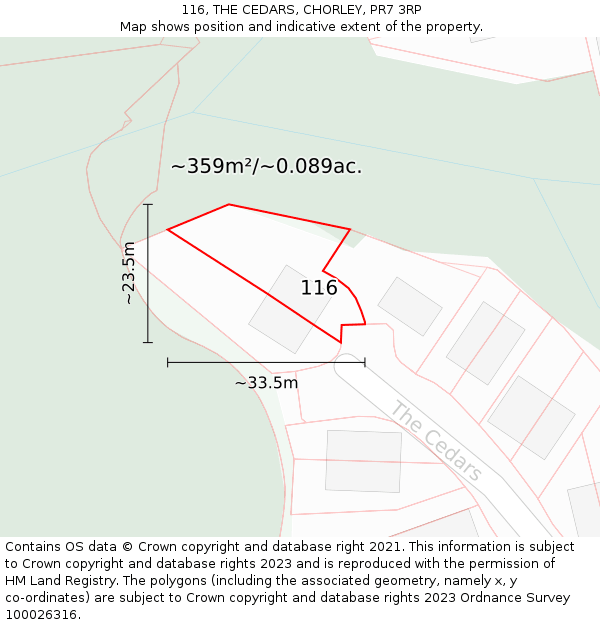 116, THE CEDARS, CHORLEY, PR7 3RP: Plot and title map
