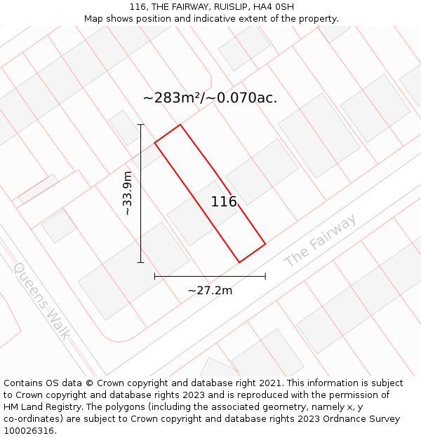 116, THE FAIRWAY, RUISLIP, HA4 0SH: Plot and title map