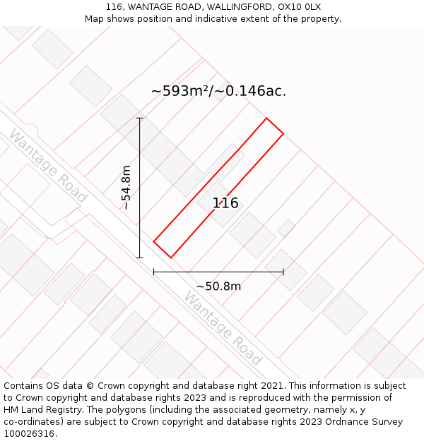 116, WANTAGE ROAD, WALLINGFORD, OX10 0LX: Plot and title map