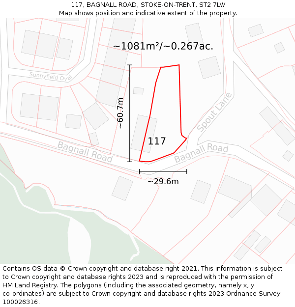 117, BAGNALL ROAD, STOKE-ON-TRENT, ST2 7LW: Plot and title map