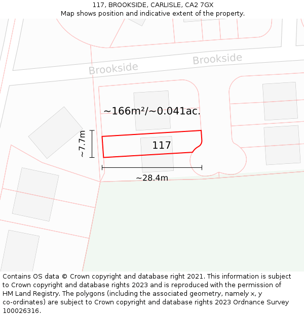117, BROOKSIDE, CARLISLE, CA2 7GX: Plot and title map