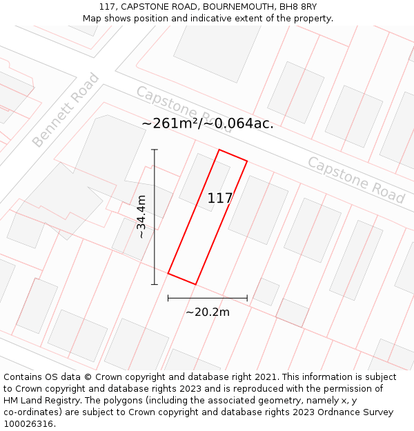 117, CAPSTONE ROAD, BOURNEMOUTH, BH8 8RY: Plot and title map