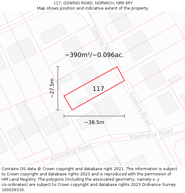 117, GOWING ROAD, NORWICH, NR6 6PY: Plot and title map
