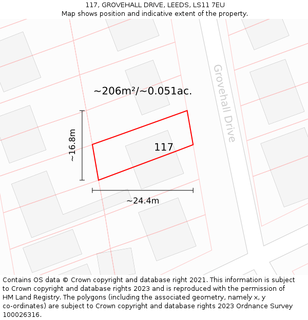 117, GROVEHALL DRIVE, LEEDS, LS11 7EU: Plot and title map