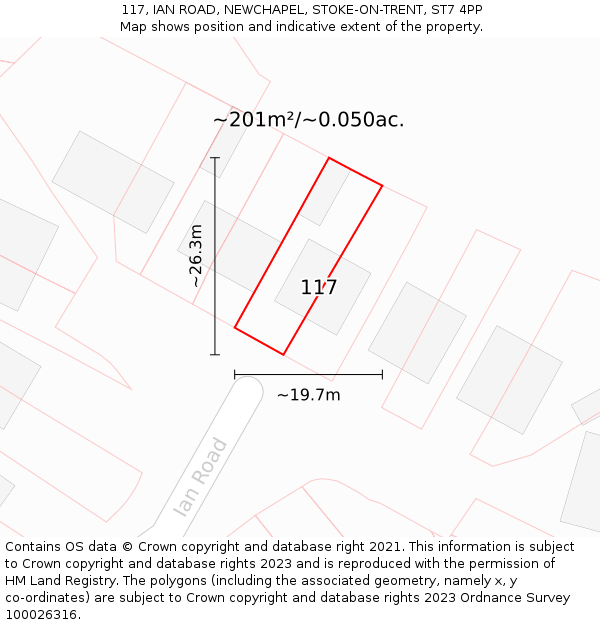 117, IAN ROAD, NEWCHAPEL, STOKE-ON-TRENT, ST7 4PP: Plot and title map