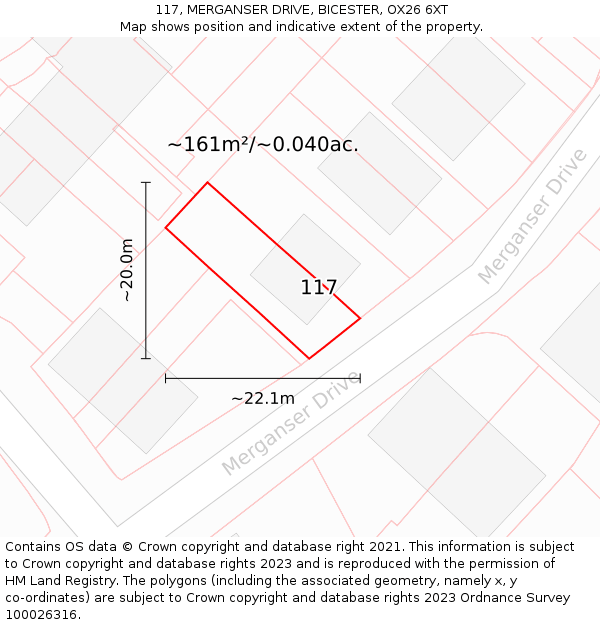 117, MERGANSER DRIVE, BICESTER, OX26 6XT: Plot and title map