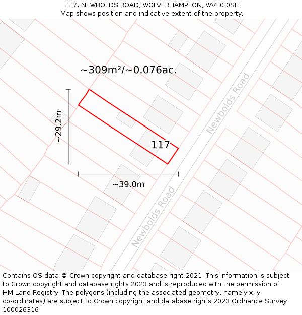 117, NEWBOLDS ROAD, WOLVERHAMPTON, WV10 0SE: Plot and title map