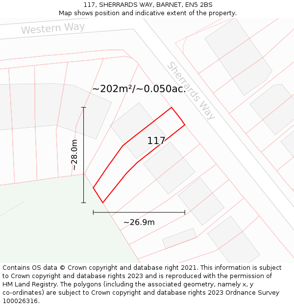 117, SHERRARDS WAY, BARNET, EN5 2BS: Plot and title map