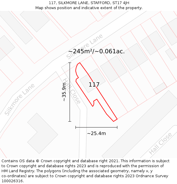 117, SILKMORE LANE, STAFFORD, ST17 4JH: Plot and title map