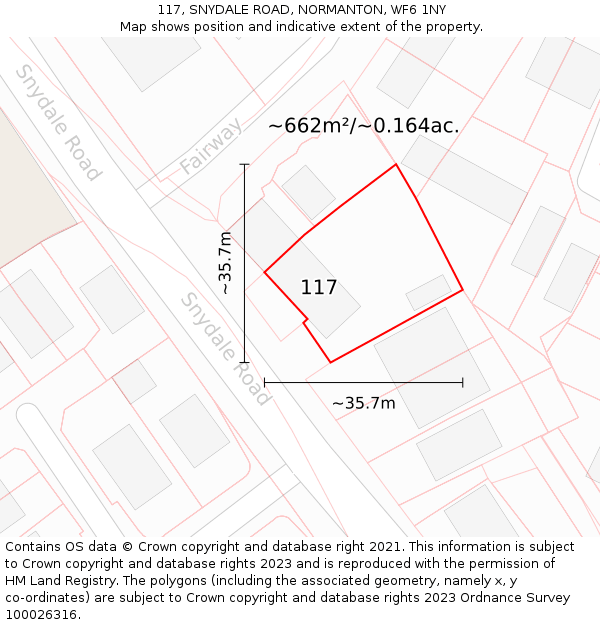 117, SNYDALE ROAD, NORMANTON, WF6 1NY: Plot and title map