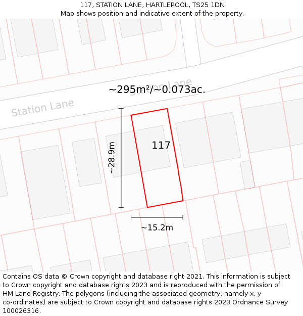 117, STATION LANE, HARTLEPOOL, TS25 1DN: Plot and title map