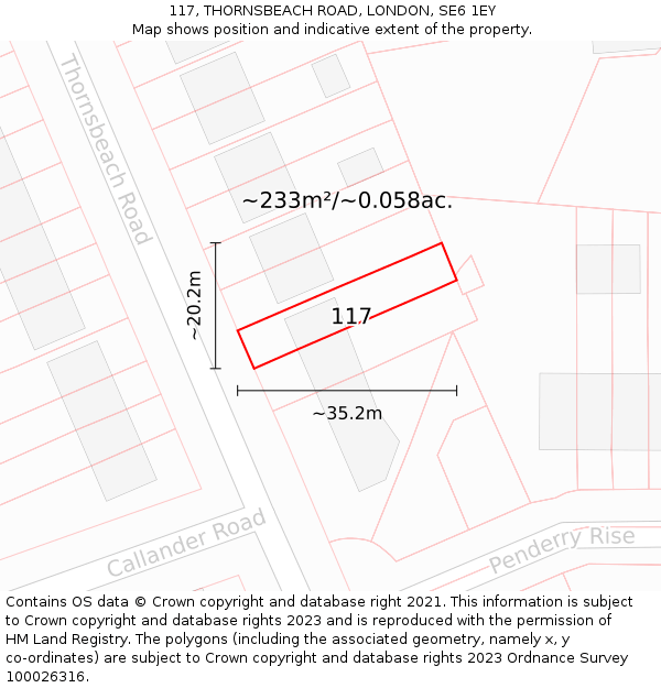 117, THORNSBEACH ROAD, LONDON, SE6 1EY: Plot and title map