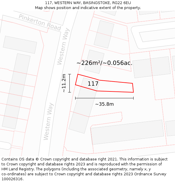 117, WESTERN WAY, BASINGSTOKE, RG22 6EU: Plot and title map