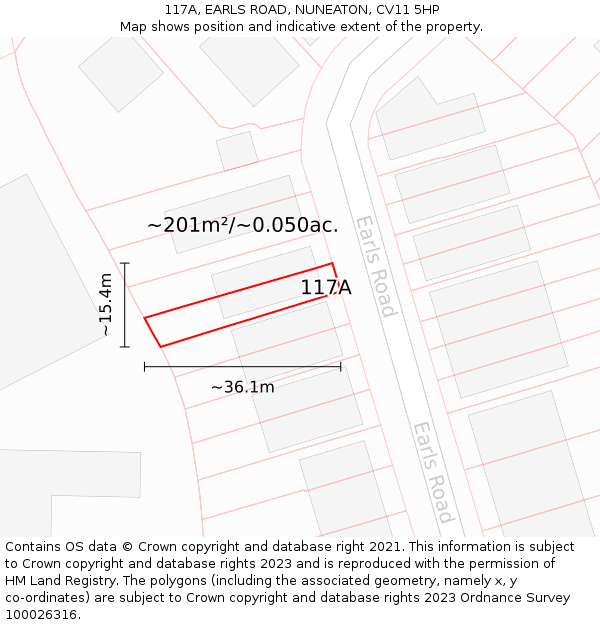117A, EARLS ROAD, NUNEATON, CV11 5HP: Plot and title map