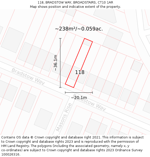 118, BRADSTOW WAY, BROADSTAIRS, CT10 1AR: Plot and title map