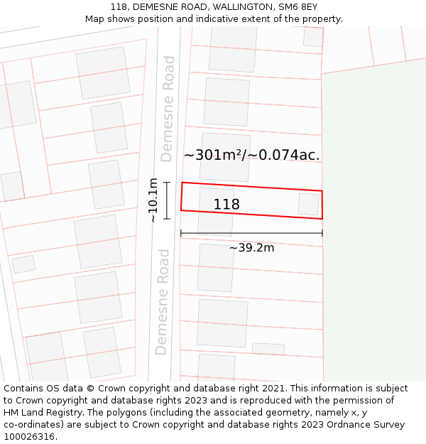 118, DEMESNE ROAD, WALLINGTON, SM6 8EY: Plot and title map