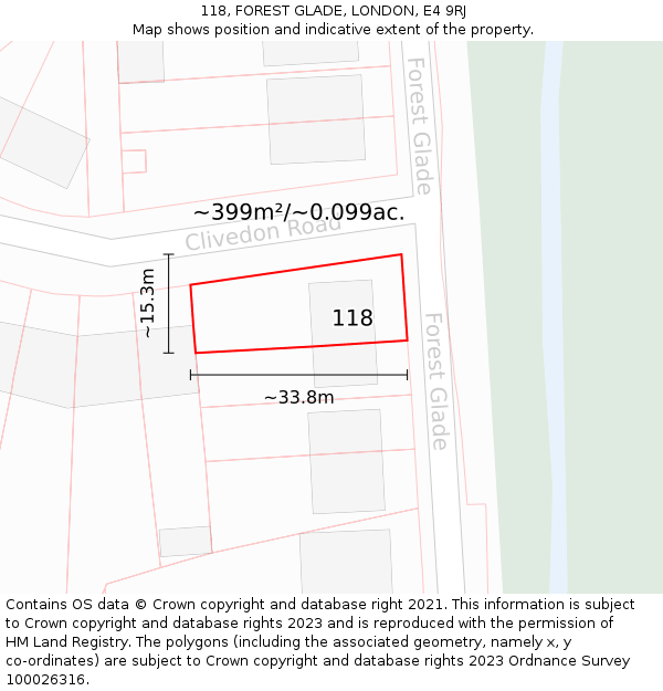 118, FOREST GLADE, LONDON, E4 9RJ: Plot and title map