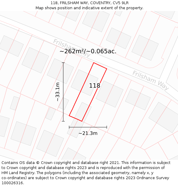 118, FRILSHAM WAY, COVENTRY, CV5 9LR: Plot and title map