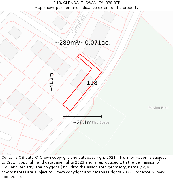118, GLENDALE, SWANLEY, BR8 8TP: Plot and title map