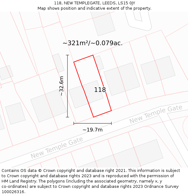 118, NEW TEMPLEGATE, LEEDS, LS15 0JY: Plot and title map