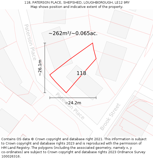 118, PATERSON PLACE, SHEPSHED, LOUGHBOROUGH, LE12 9RY: Plot and title map