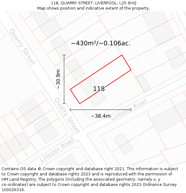 118, QUARRY STREET, LIVERPOOL, L25 6HQ: Plot and title map