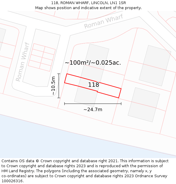 118, ROMAN WHARF, LINCOLN, LN1 1SR: Plot and title map