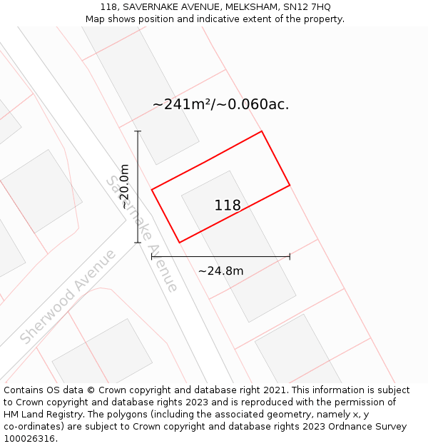 118, SAVERNAKE AVENUE, MELKSHAM, SN12 7HQ: Plot and title map