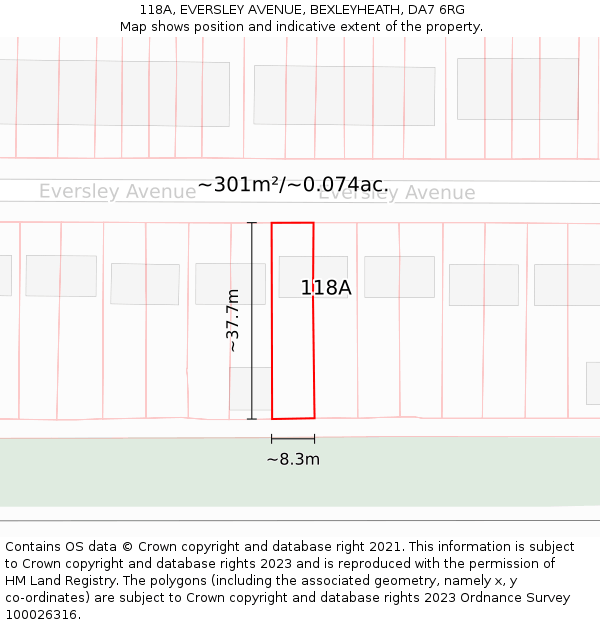 118A, EVERSLEY AVENUE, BEXLEYHEATH, DA7 6RG: Plot and title map