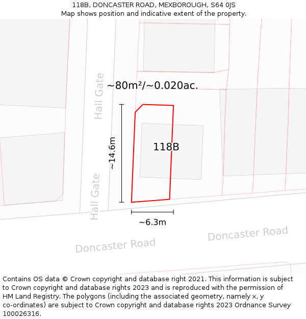 118B, DONCASTER ROAD, MEXBOROUGH, S64 0JS: Plot and title map