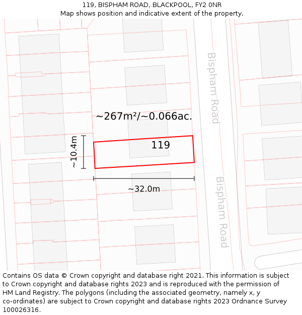 119, BISPHAM ROAD, BLACKPOOL, FY2 0NR: Plot and title map
