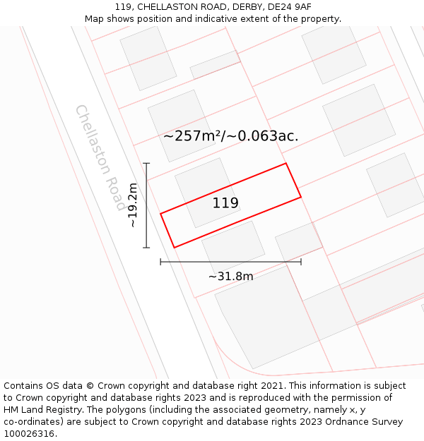 119, CHELLASTON ROAD, DERBY, DE24 9AF: Plot and title map