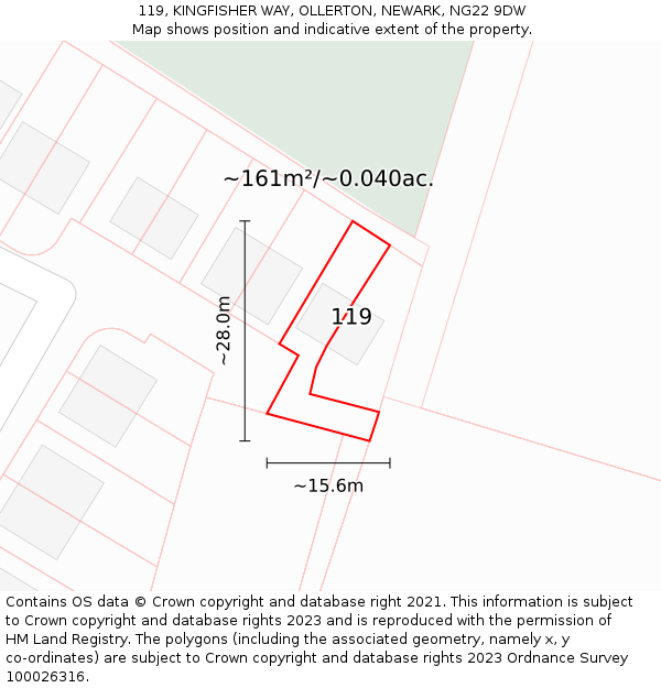 119, KINGFISHER WAY, OLLERTON, NEWARK, NG22 9DW: Plot and title map