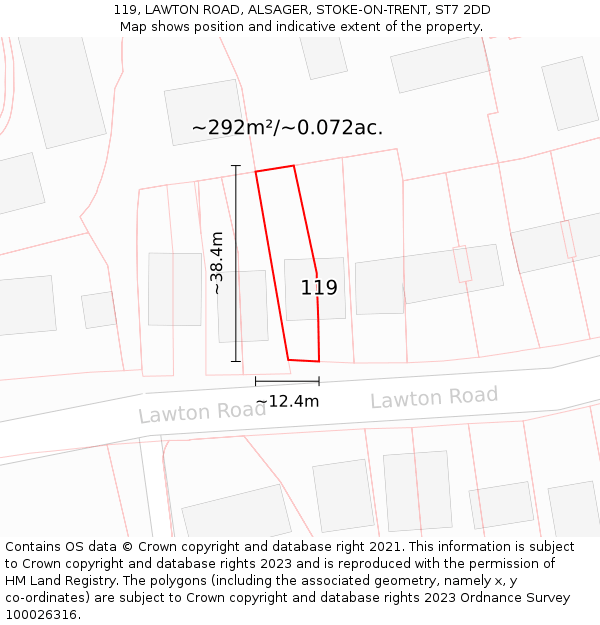 119, LAWTON ROAD, ALSAGER, STOKE-ON-TRENT, ST7 2DD: Plot and title map