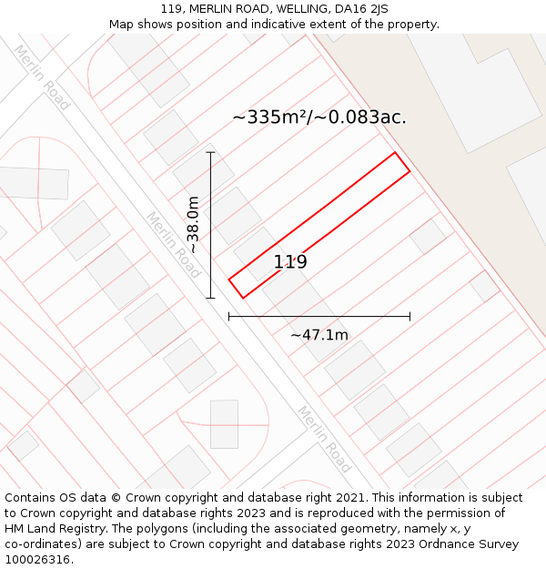 119, MERLIN ROAD, WELLING, DA16 2JS: Plot and title map