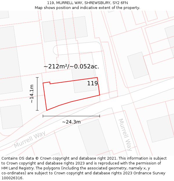 119, MURRELL WAY, SHREWSBURY, SY2 6FN: Plot and title map
