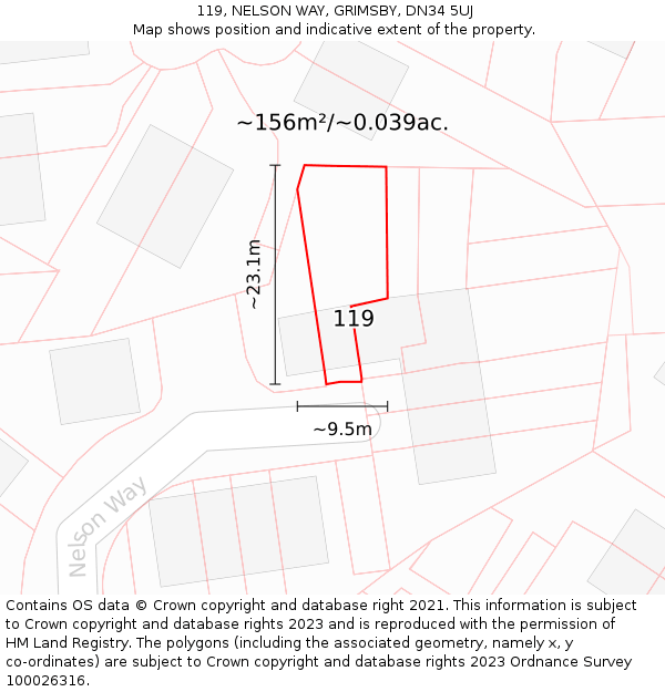 119, NELSON WAY, GRIMSBY, DN34 5UJ: Plot and title map