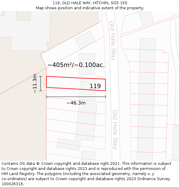 119, OLD HALE WAY, HITCHIN, SG5 1XS: Plot and title map