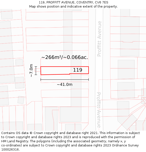 119, PROFFITT AVENUE, COVENTRY, CV6 7ES: Plot and title map