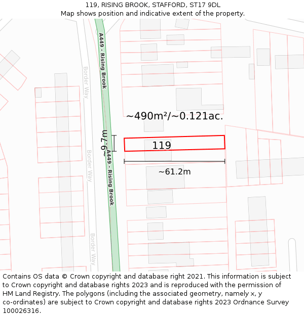 119, RISING BROOK, STAFFORD, ST17 9DL: Plot and title map