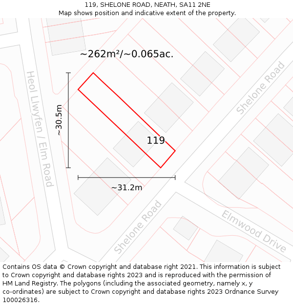 119, SHELONE ROAD, NEATH, SA11 2NE: Plot and title map