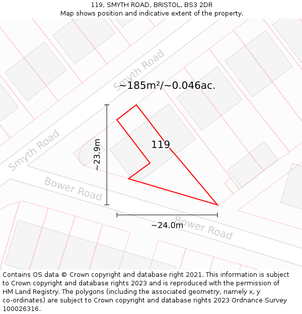 119, SMYTH ROAD, BRISTOL, BS3 2DR: Plot and title map